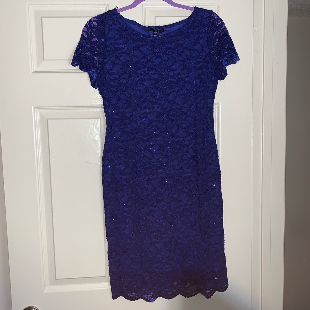 Blue Lace and Sequin Dress